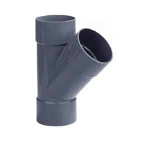 Pvc lijm T-stuk 45º, 3x lijmmof, 75mm riool lijm