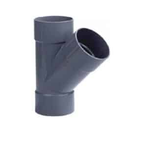 Pvc lijm T-stuk 45º, 3x lijmmof, 50mm riool lijm