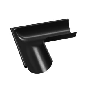 BILKA GLOSSY Buitenhoek dakgoot | 150mm | RAL 9005 Zwart | Tweezijdig glossy gecoat
